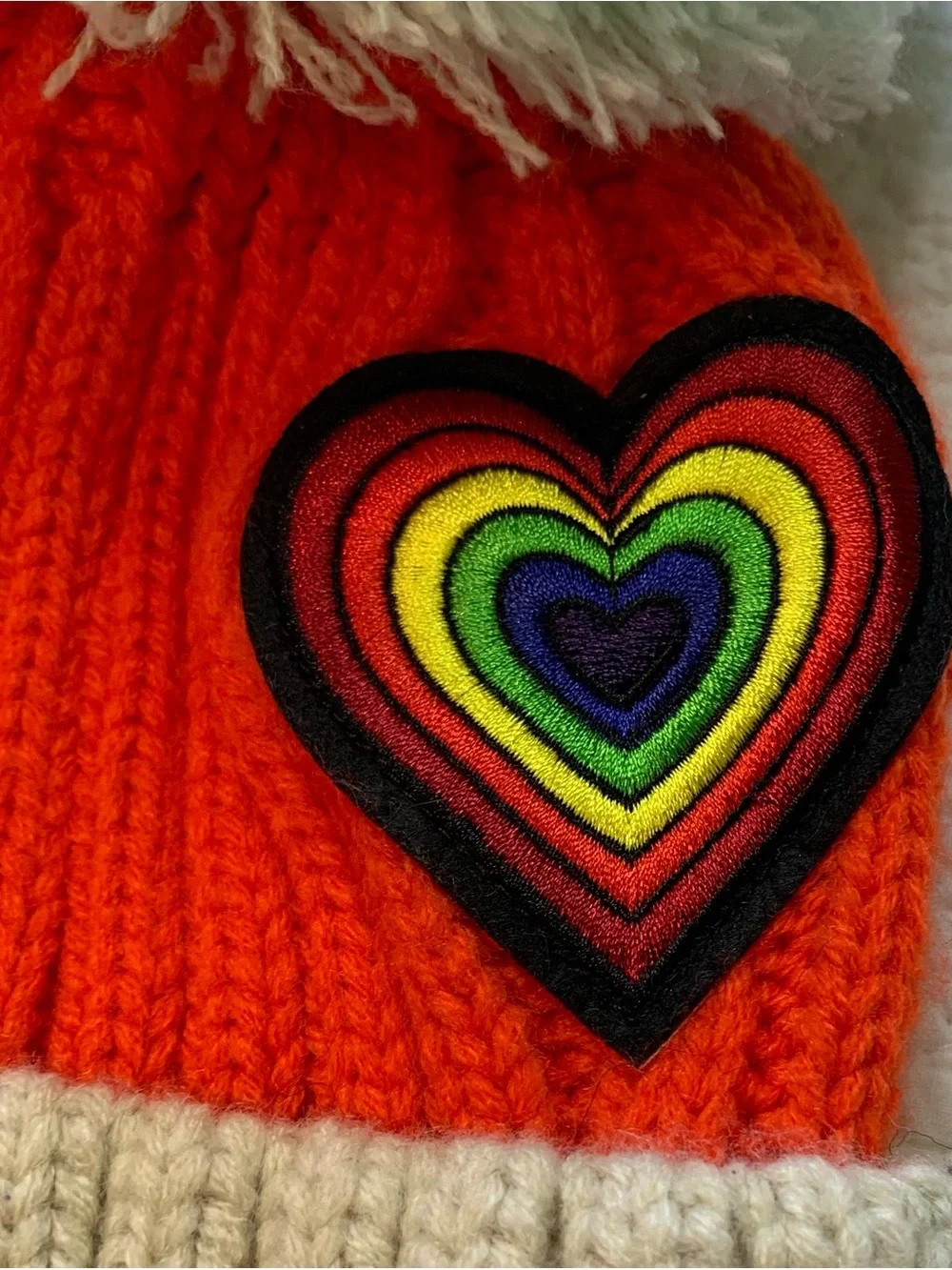 Free People Cozy Up Knit Retro Have a Nice Day Heart Hat Designed Children